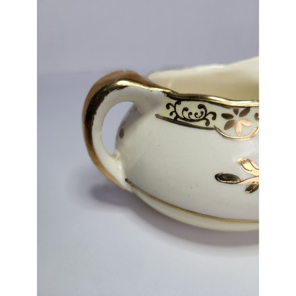 Antique Moriyama Mori Machi Creamer Hand Painted Floral Ivory Gold 1920s Japan - Picture 8 of 13
